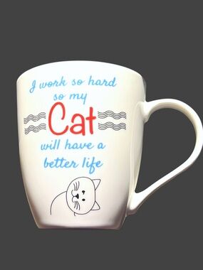 Cat Lover Novelty 16oz Gift Mug ‘I Work So Hard’